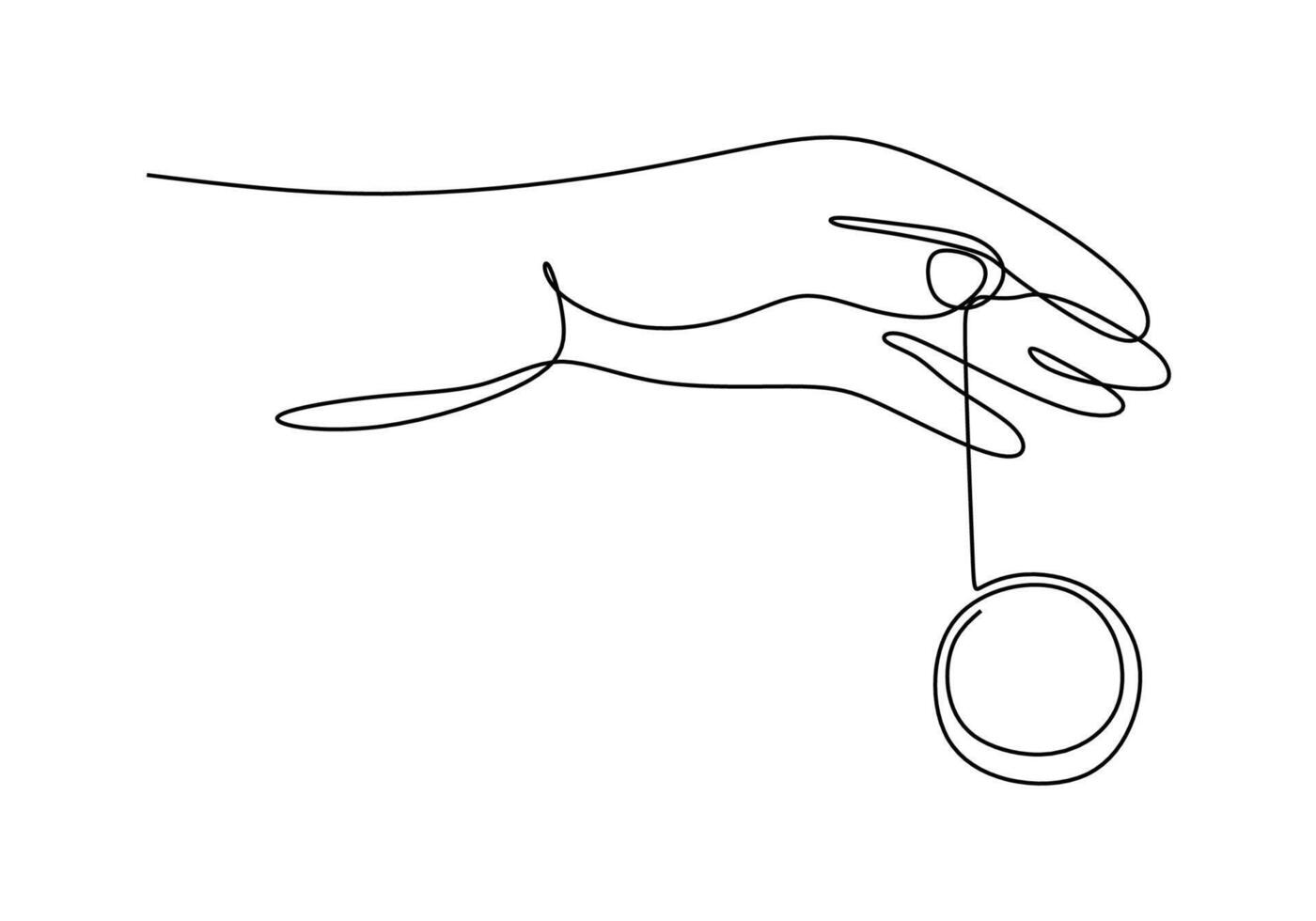 Hand playing with yoyo one line drawing vector