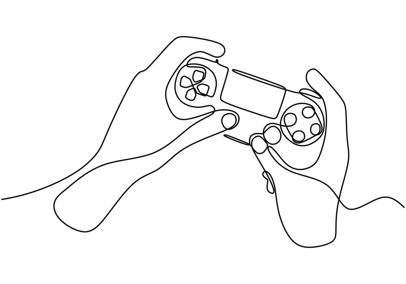 Hand holding joystick one line drawing vector