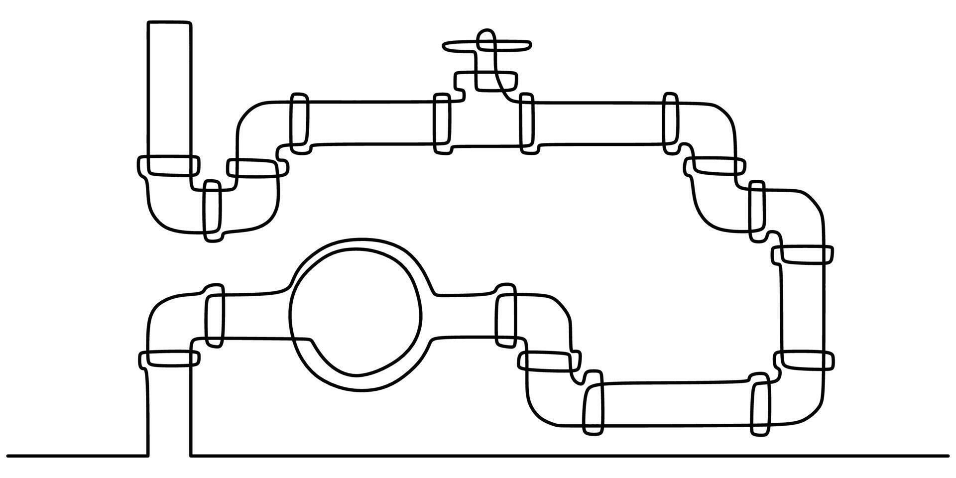 Industrial Piping with Valve Drawing vector