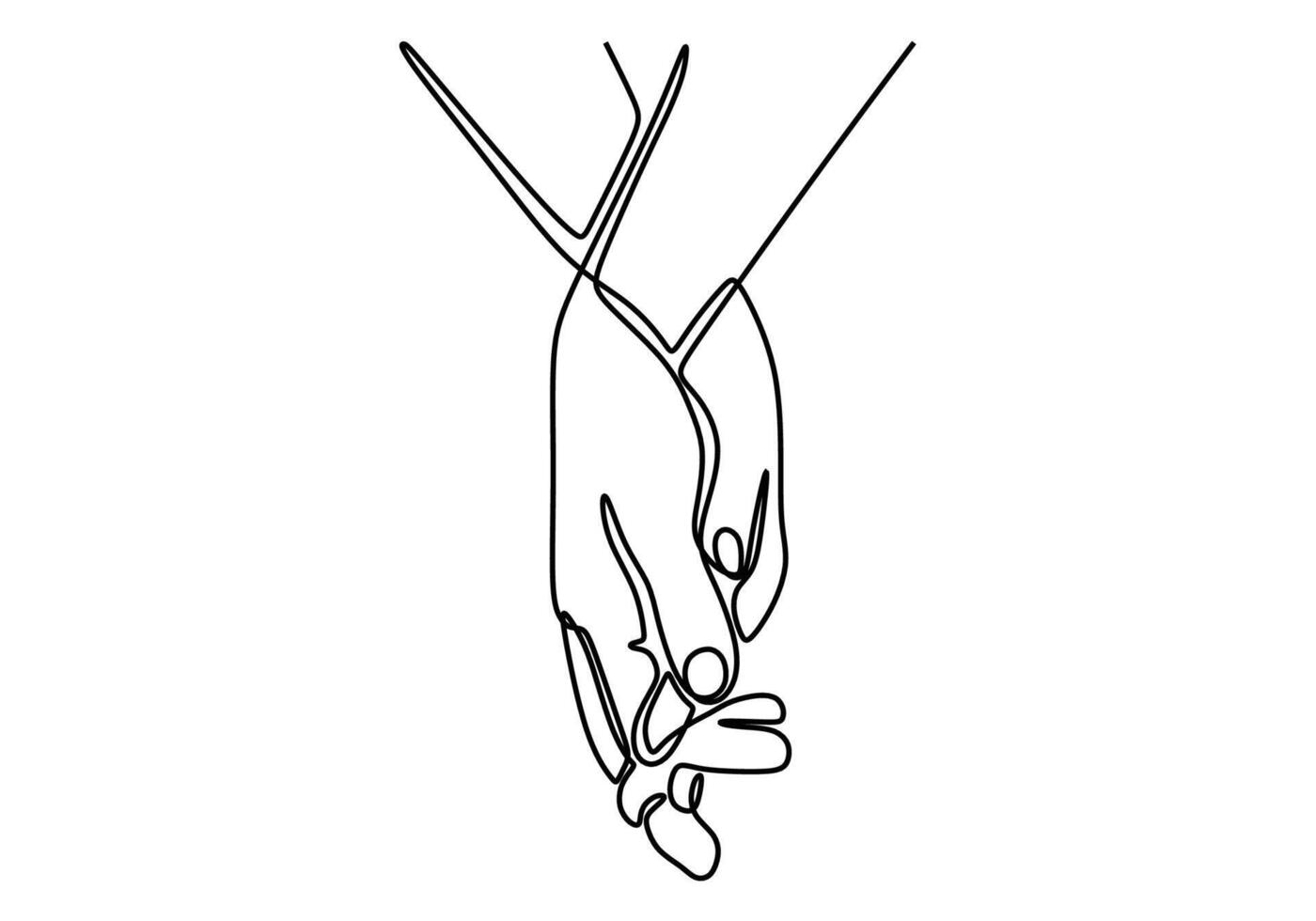 Holding hands one line drawing vector