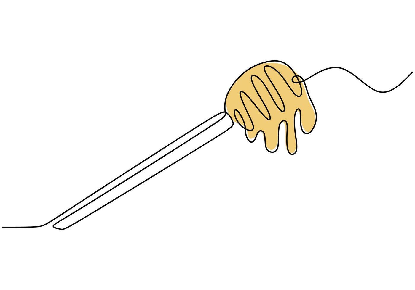 Honey dripping from dipper one line drawing. Natural food concept minimalist design. vector