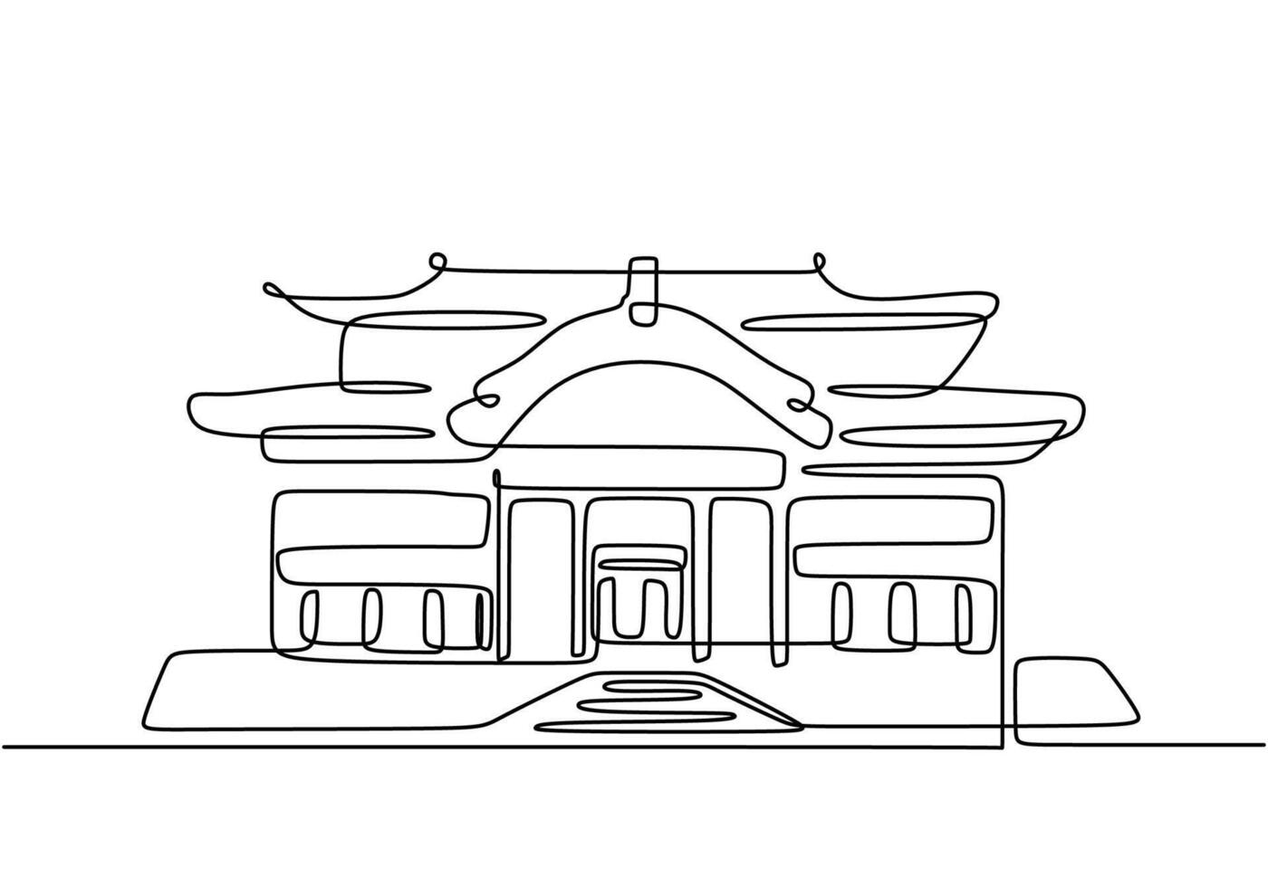 Traditional chinese palace one line art vector