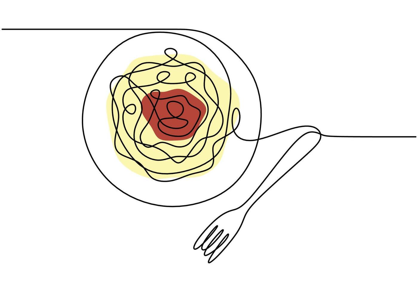 Fork and plate of noodles art vector