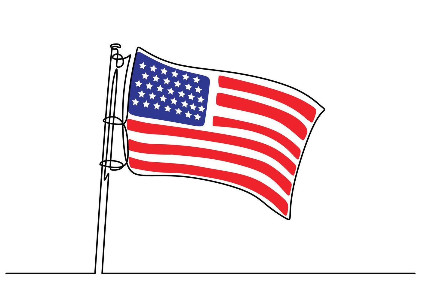 American flag one line drawing vector