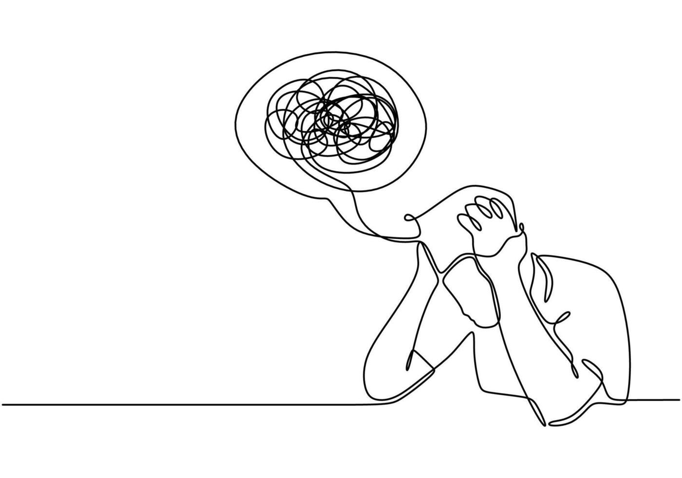 Man with headache one line drawing vector