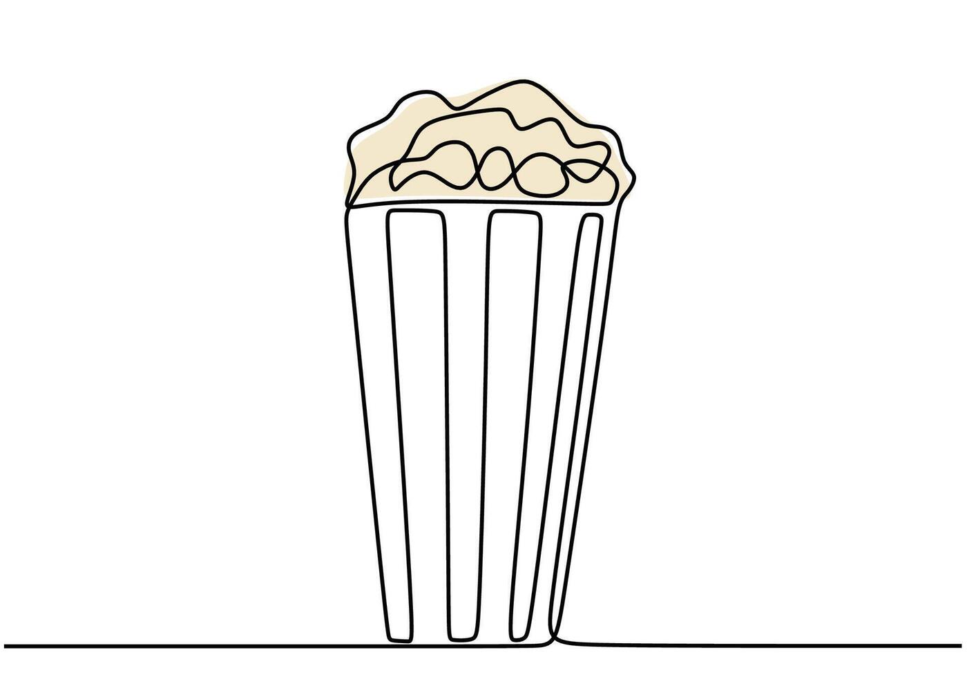 Bucket of popcorn one line drawing vector