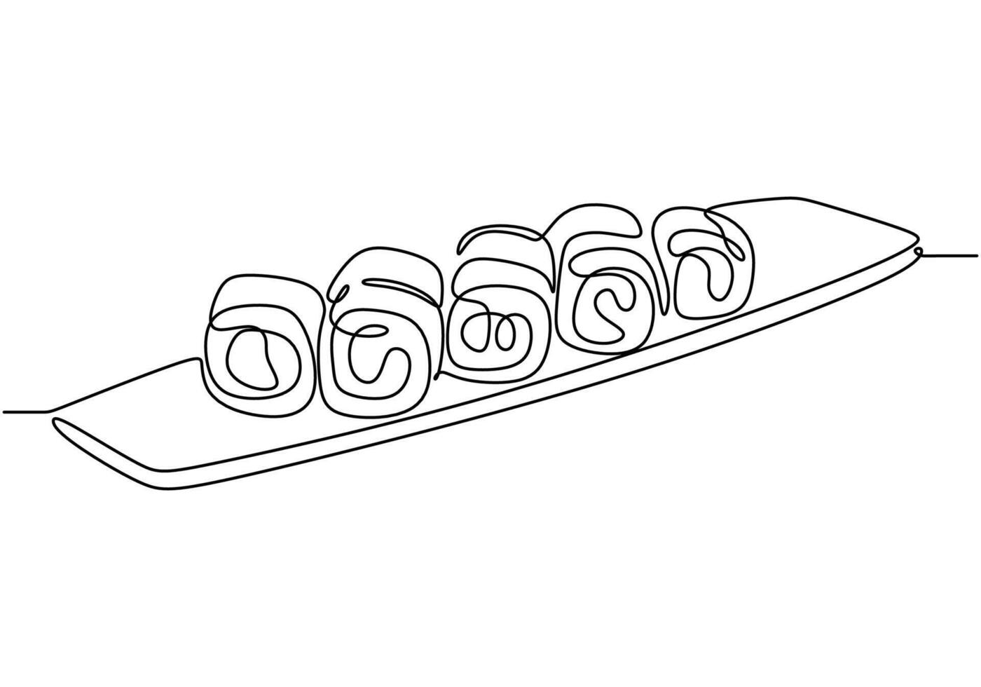 Sushi roll continuous line drawing. Minimalist Japanese food concept isolated on white. vector