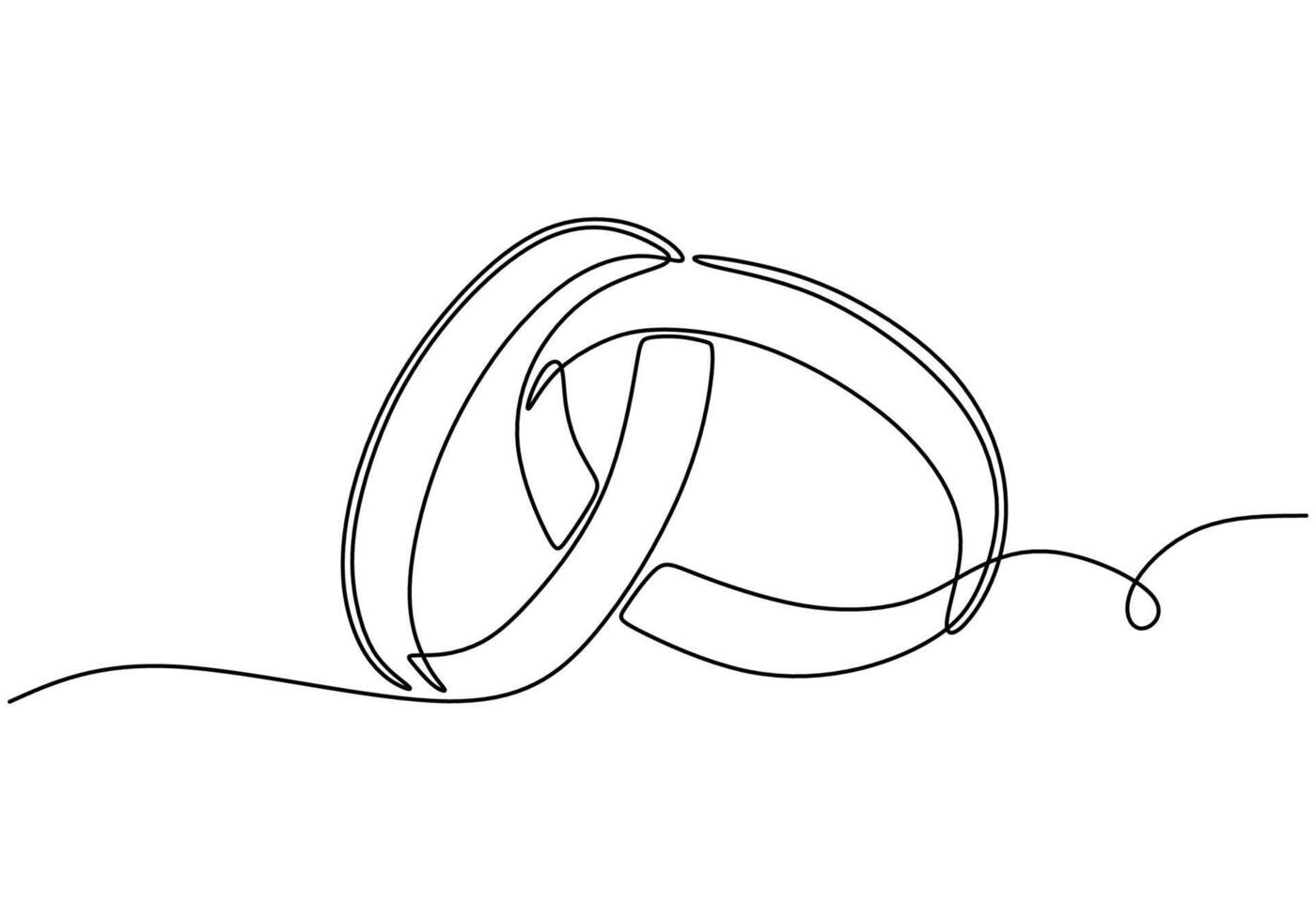 Continuous line drawing of wedding rings. Illustration for beauty and fashion on a white background. vector