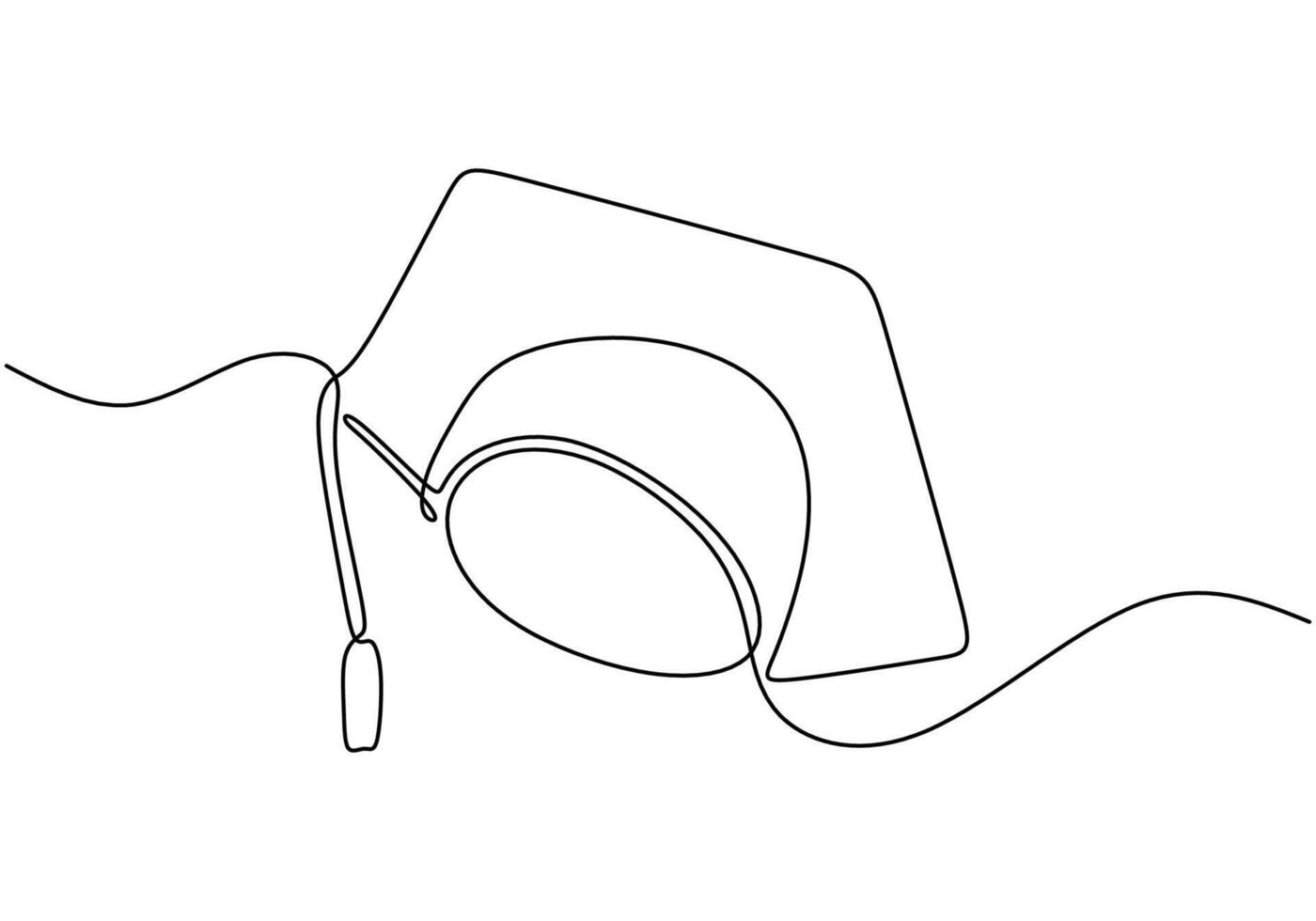 Graduation cap continuous line art vector
