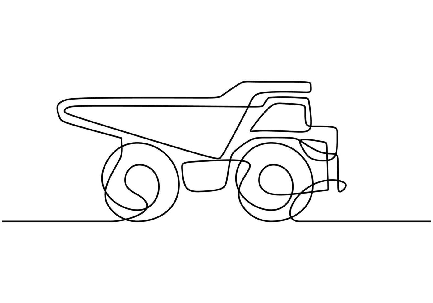 Dump Truck One Line Drawing vector
