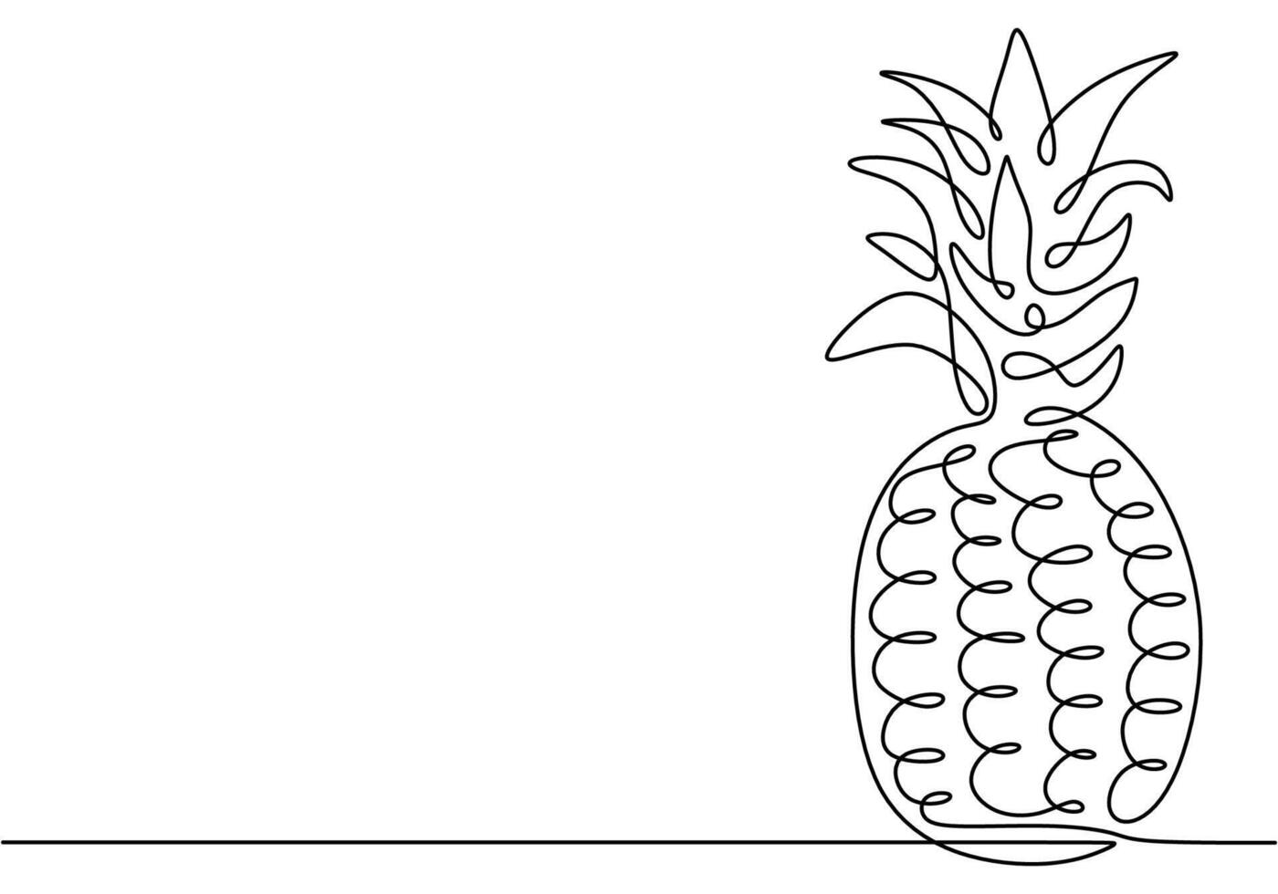Tropical pineapple continuous line art vector