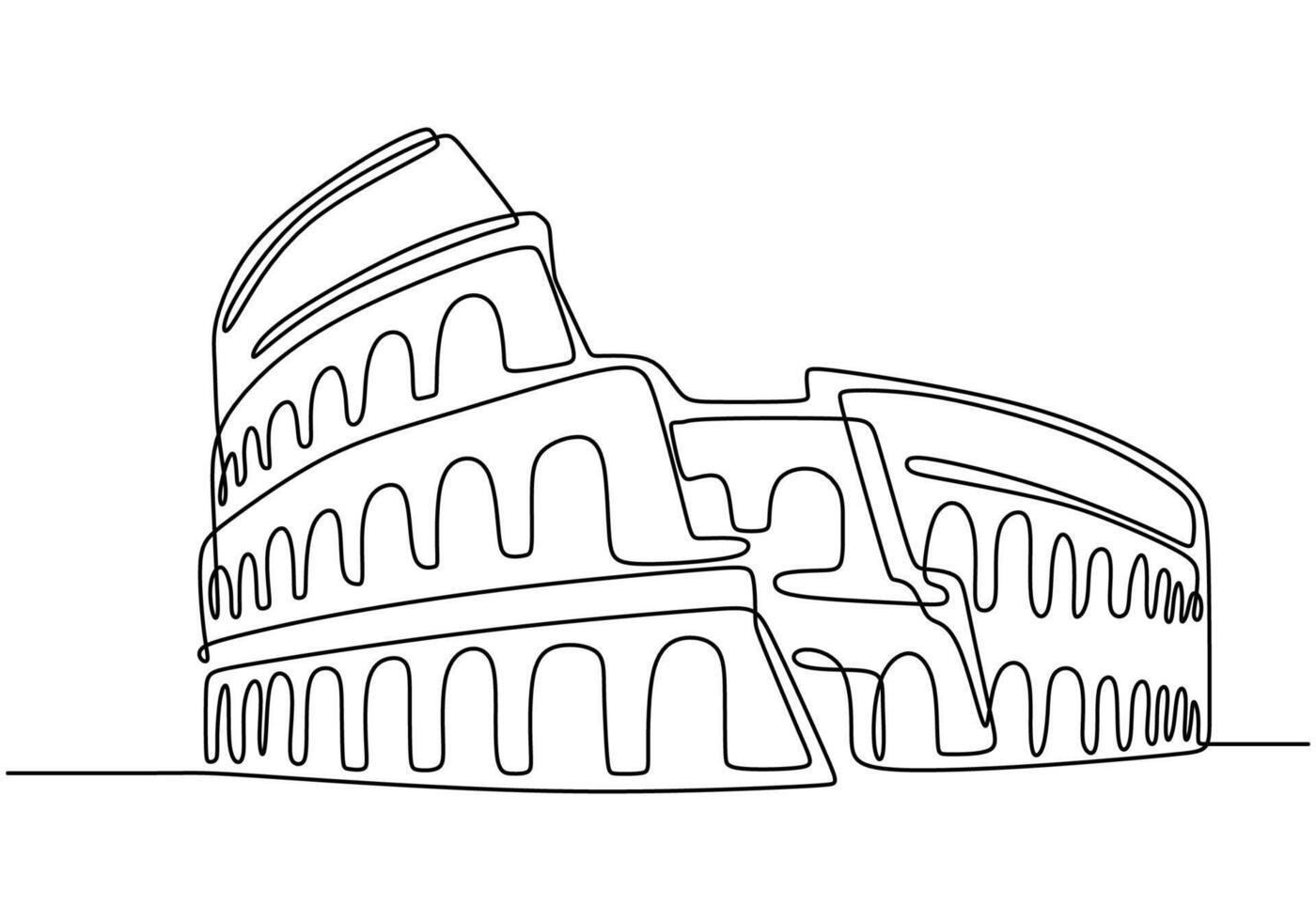 Colosseum in Rome one line drawing vector