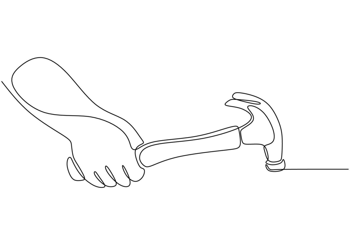 Hand Holding Hammer Line Art vector