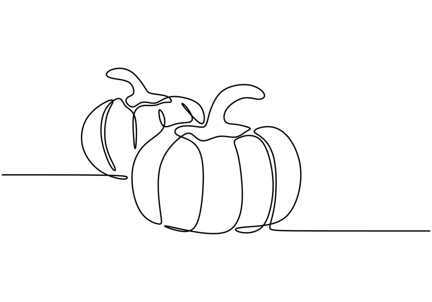 Two pumpkins continuous line art vector