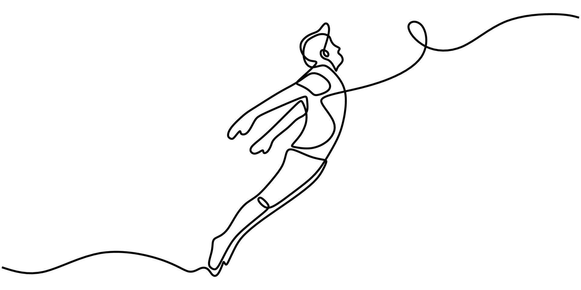 Man in hat leaping line art vector