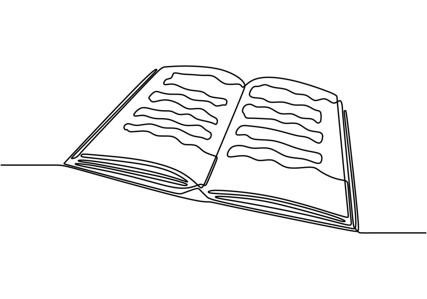 Open notebook in continuous line drawing. Education concept for writing and taking notes. vector