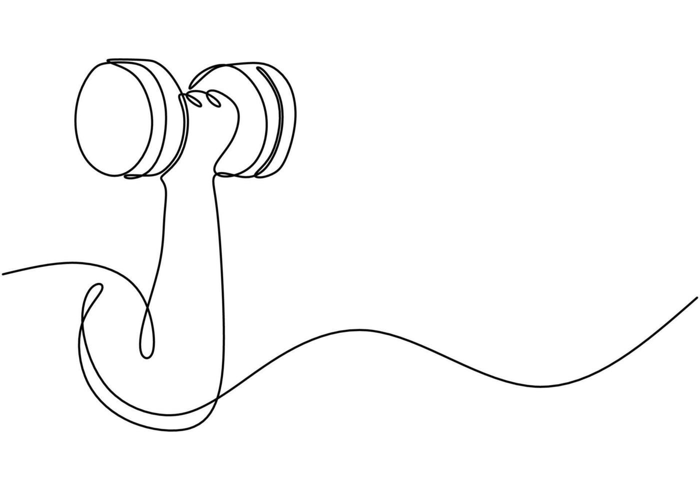 Hand holding dumbbell in continuous line drawing. Health and fitness illustration. vector