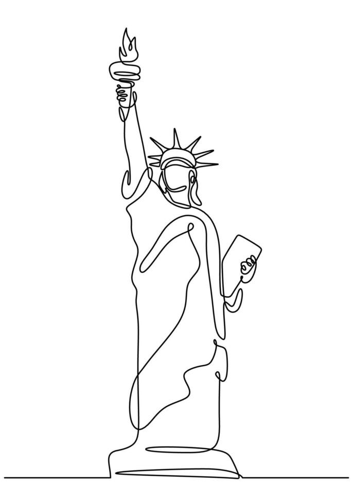 Statue of Liberty monument line drawing vector