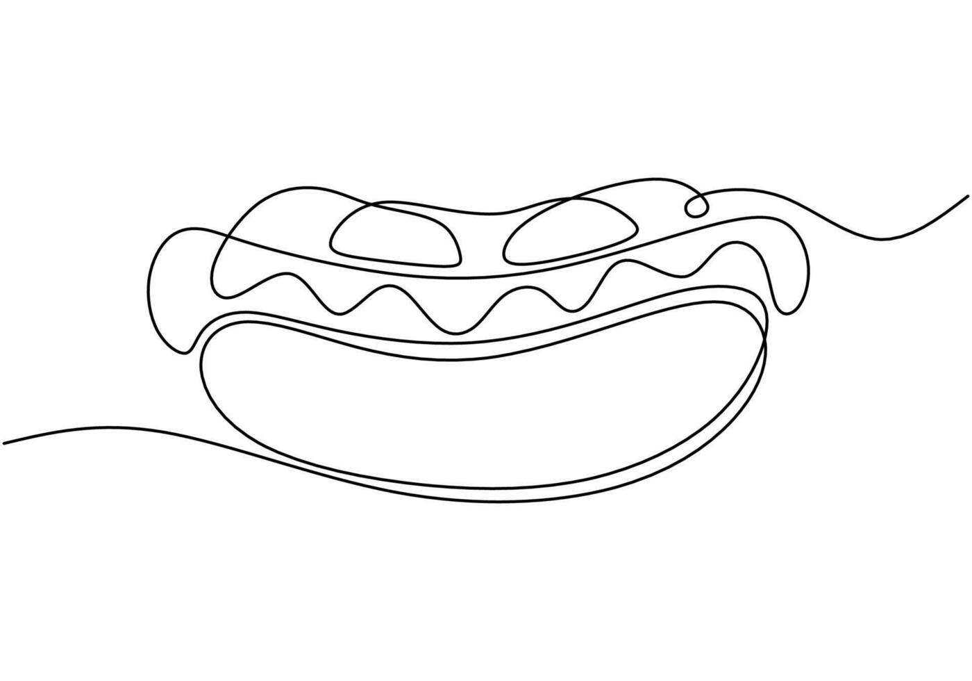 Continuous line drawing of a hot dog. Illustration for food and drink concepts. vector