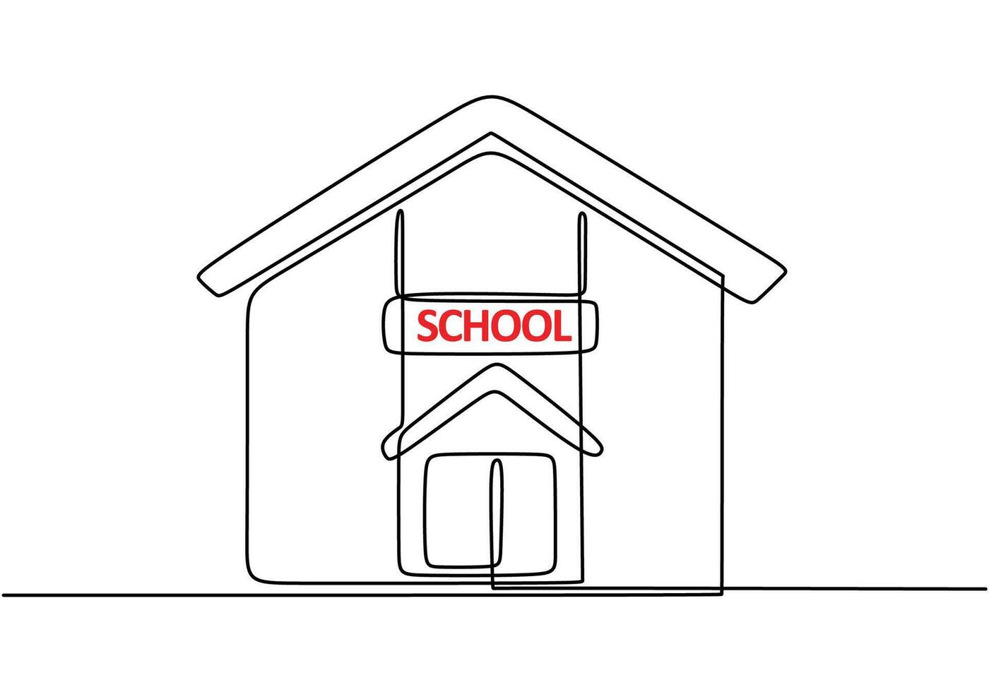 School Front Yard One Line Drawing for Learning Environment vector