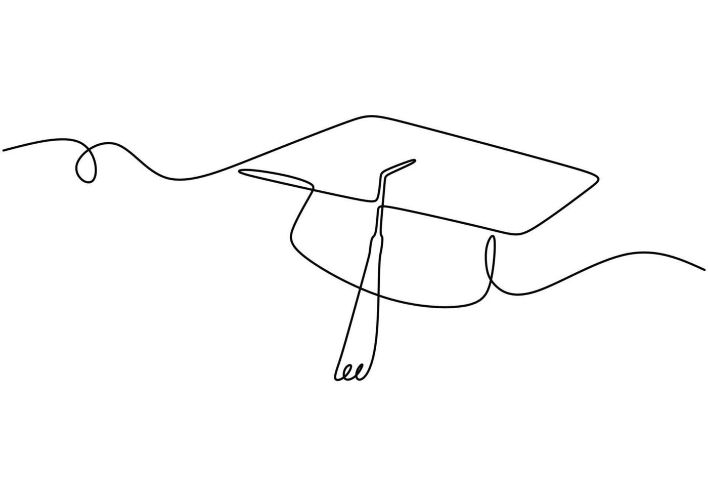 Graduation cap one line drawing for academic symbol illustration vector
