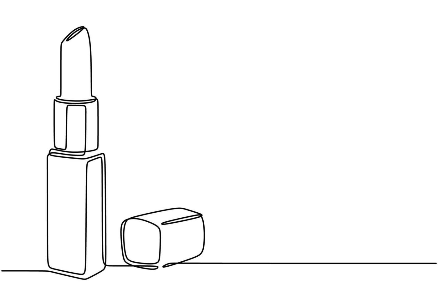 Lipstick in continuous line drawing. Minimalist illustration for beauty and fashion on a white background. vector