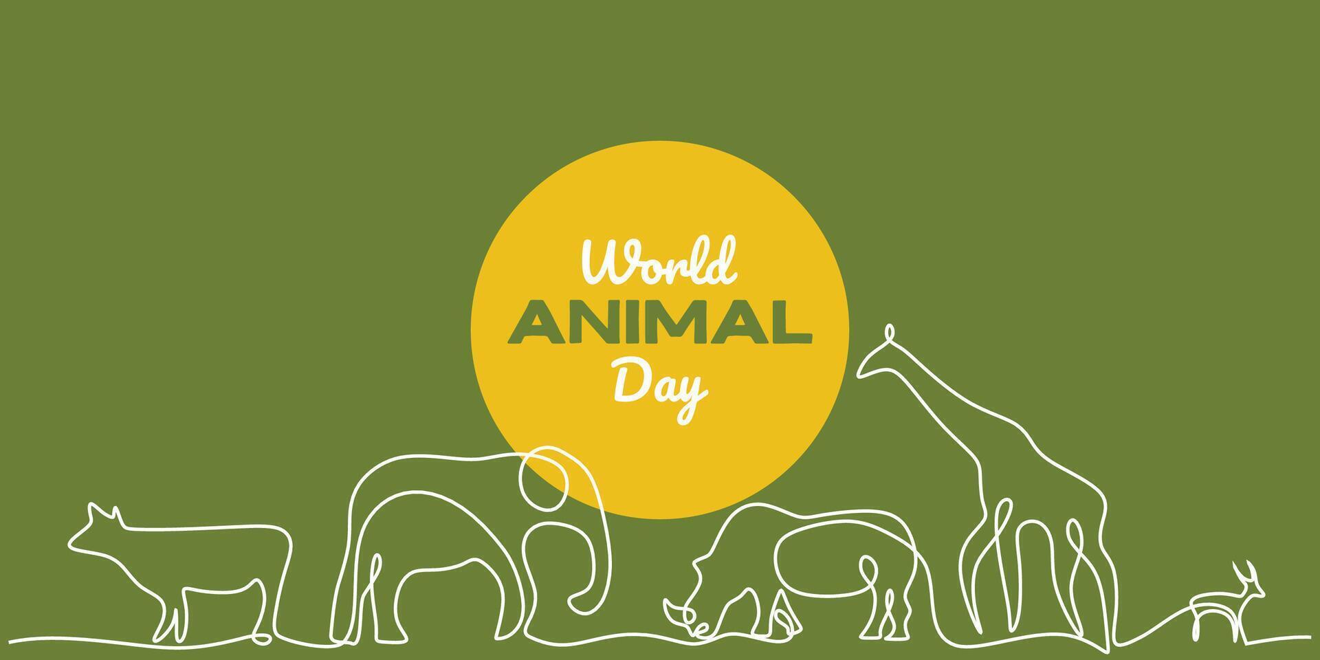 World Animal Day diverse animals art vector