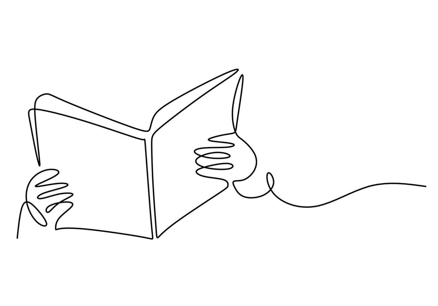 Hand holding a book one line drawing vector