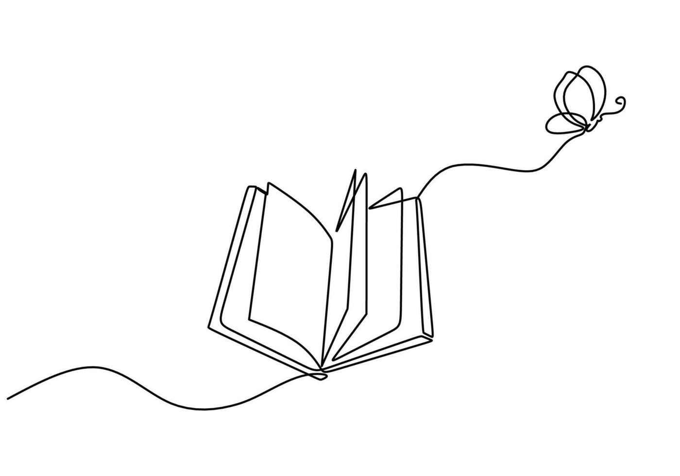 Book and Butterfly One Line Art vector