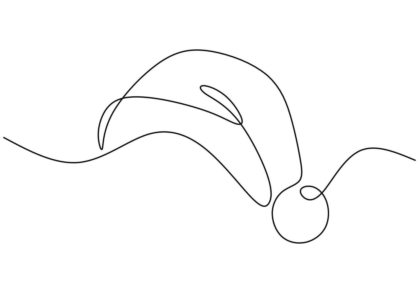 Santa hat one line drawing vector