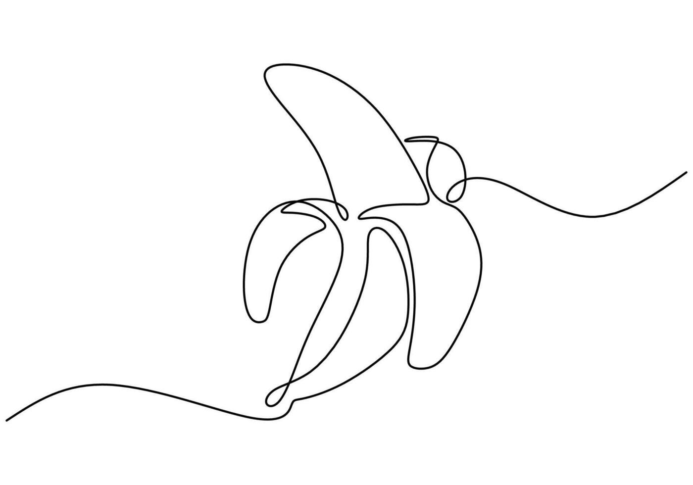 Continuous line drawing of a banana. Illustration for healthy food and fruit concepts. vector