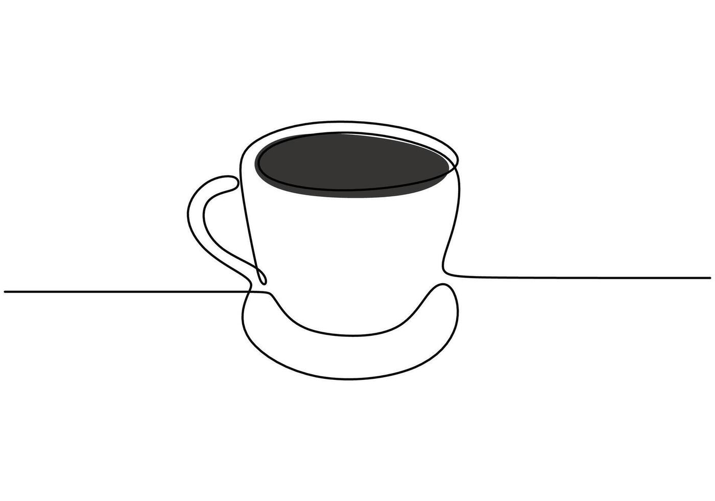 Coffee in cup continuous line drawing. Minimalist drink concept isolated on white background. vector