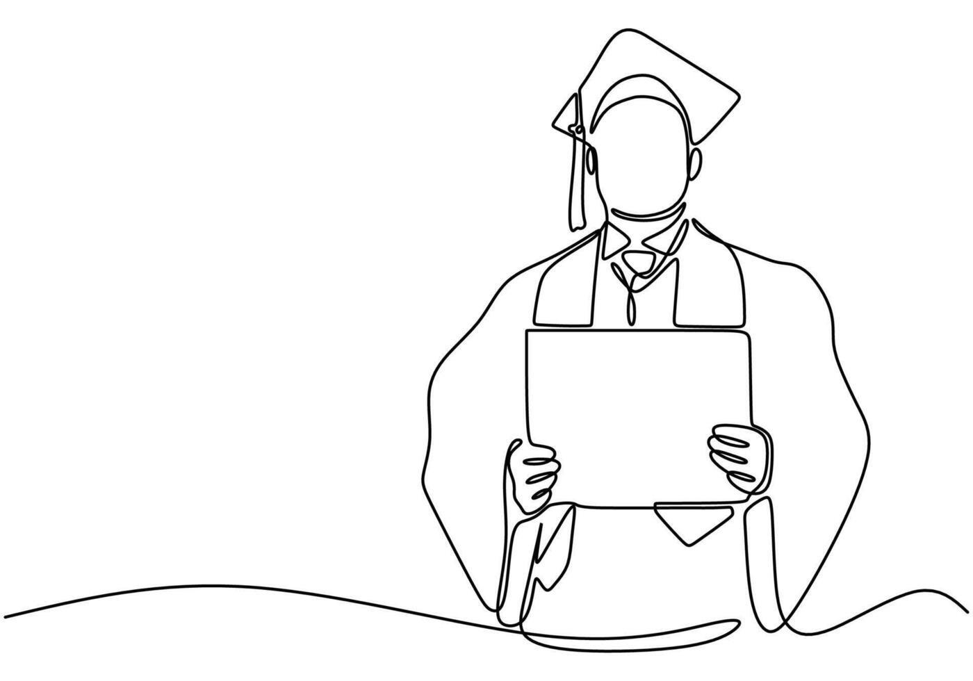 Man in graduation gown line drawing vector