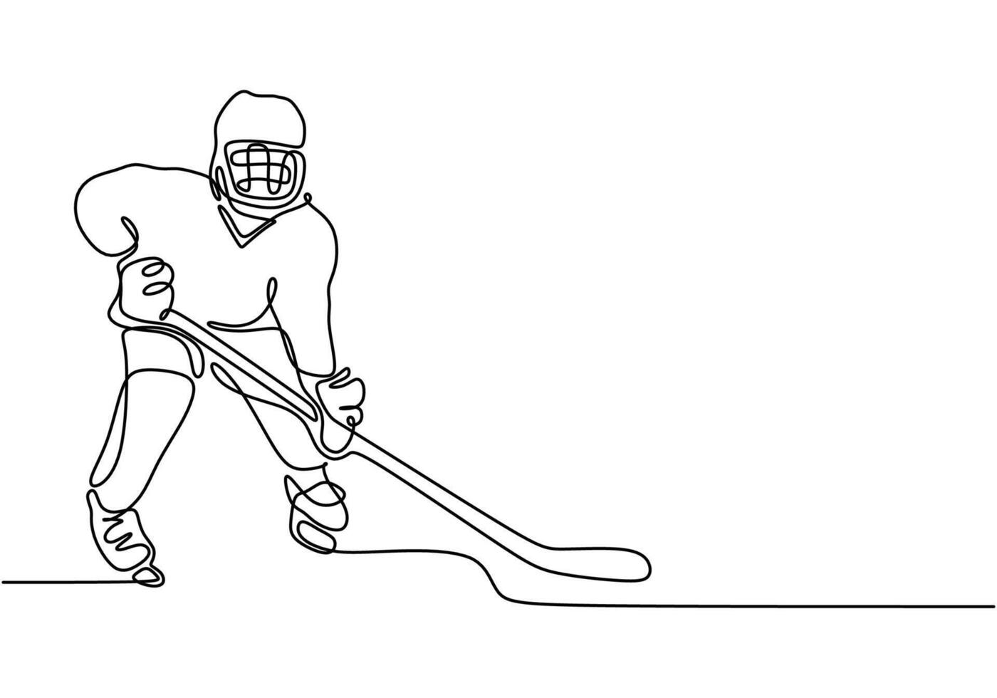 Hockey player in continuous line drawing. Dynamics of ice hockey gameplay concept. vector