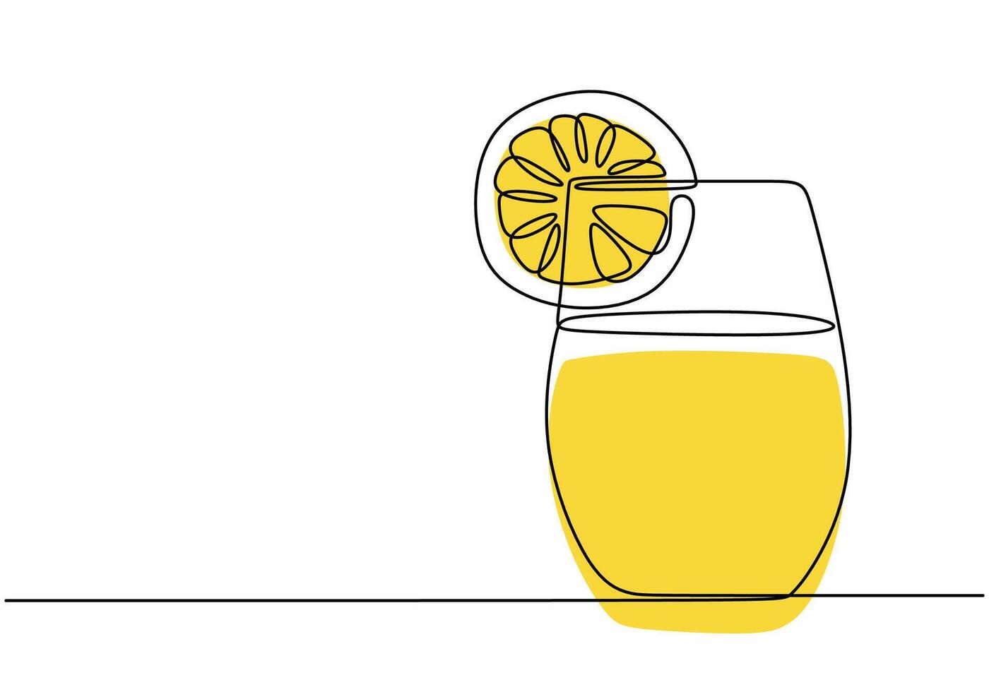 Lemon water in a glass continuous line drawing. Minimalist drink concept isolated on white background. vector