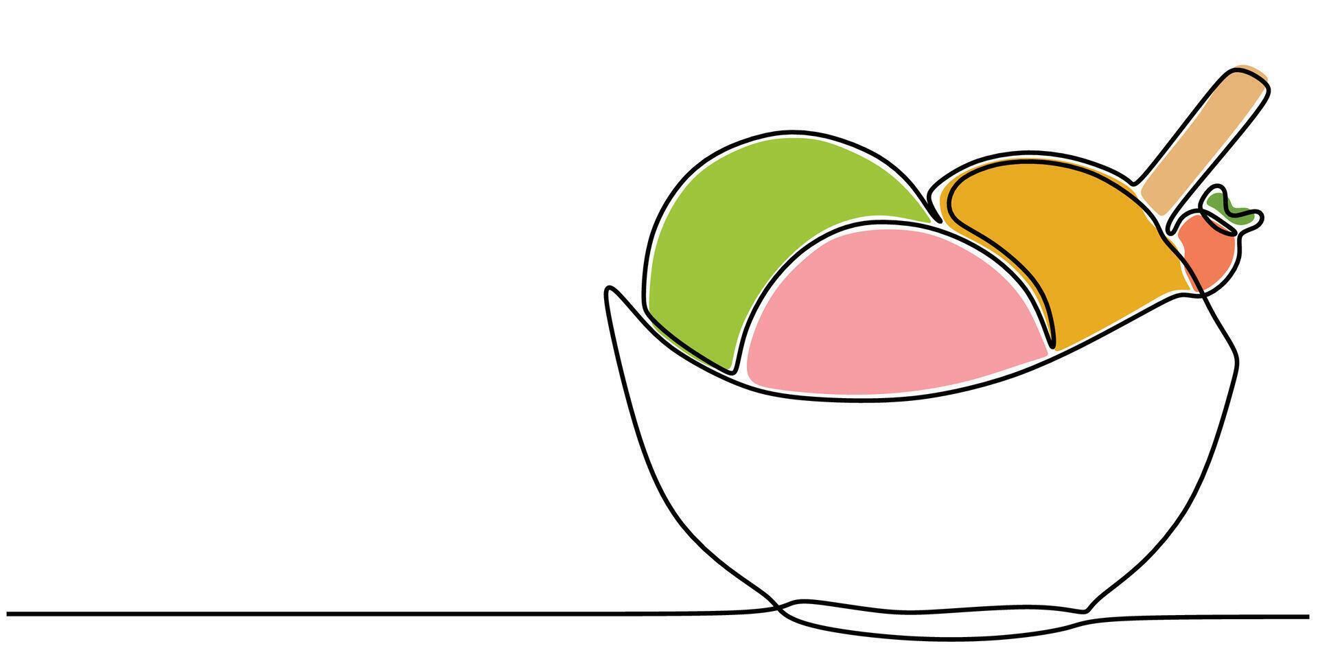 Ice cream in a bowl line art vector