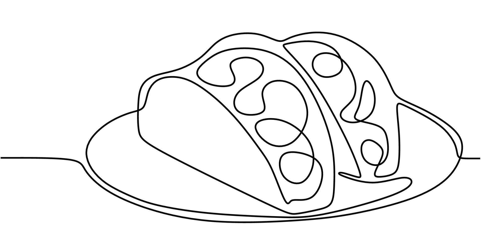 Two tacos one line drawing vector