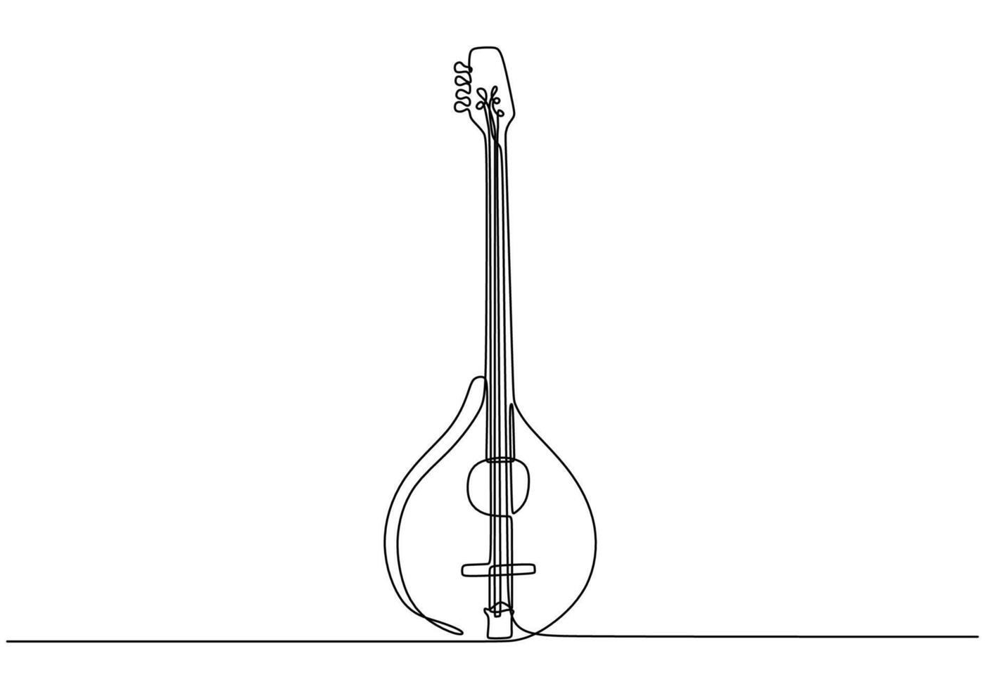 Greek Bouzouki instrument one line drawing vector