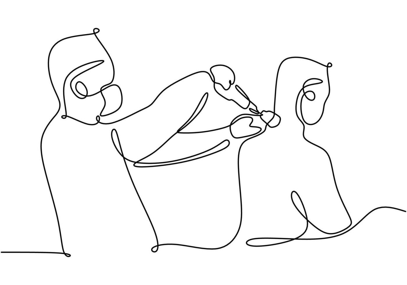 Man receiving cupping therapy one line drawing. Minimalist healthcare concept illustration. vector