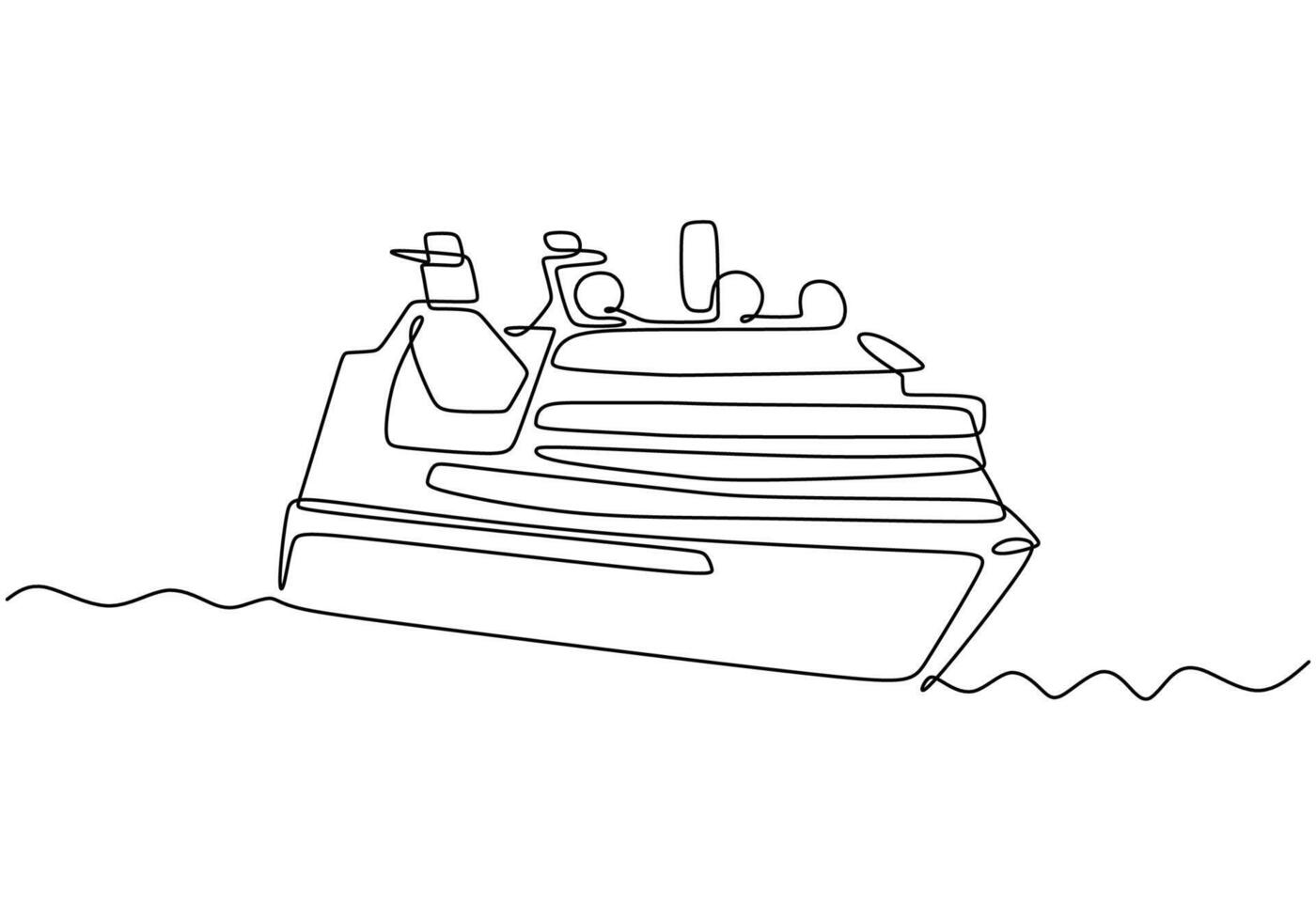 Cruise Ship One Line Drawing vector