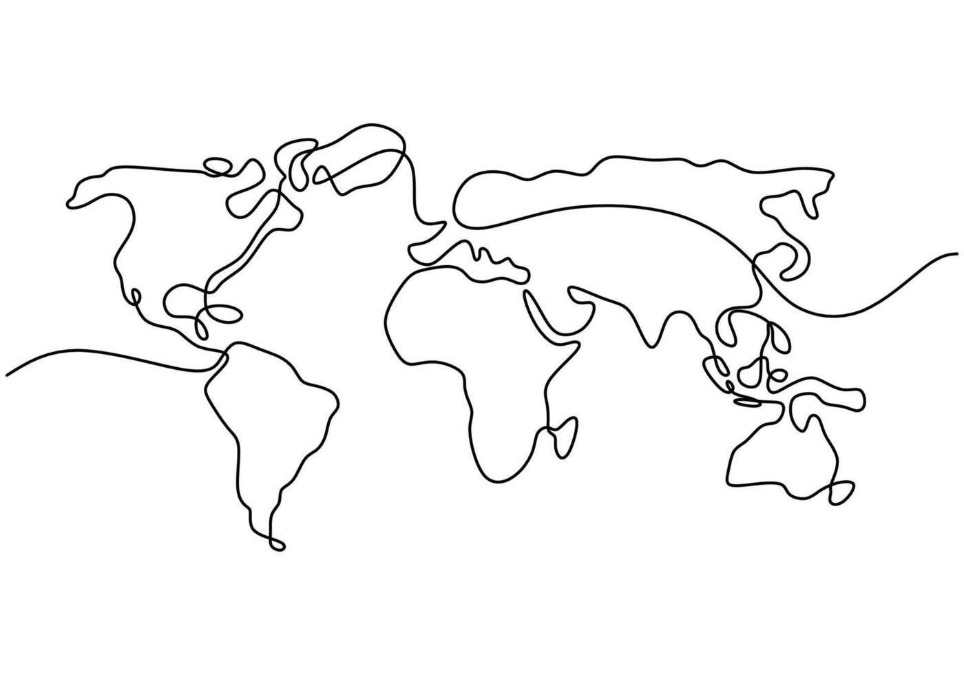 World map one line drawing vector