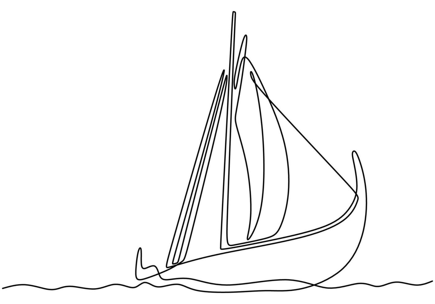 Sailboat one line drawing vector