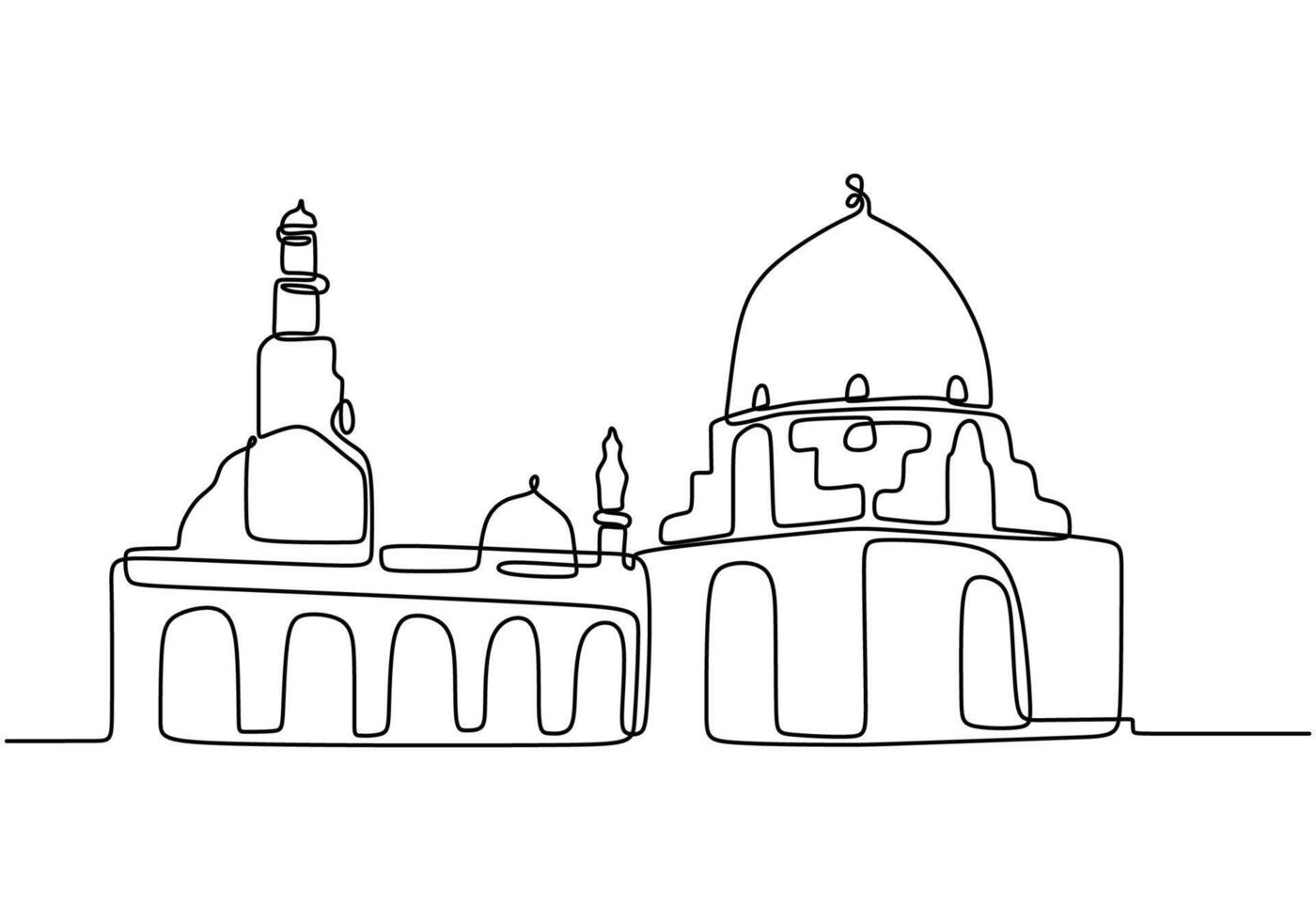 Large mosque one line drawing vector
