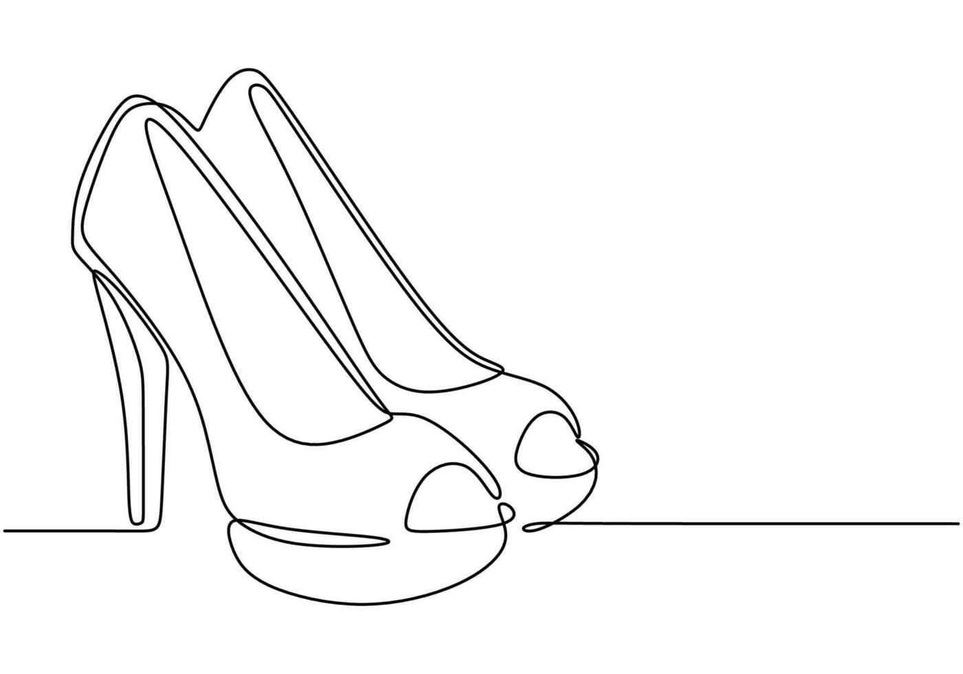 High heel shoes in continuous line drawing. Illustration for beauty and fashion on a white background. vector