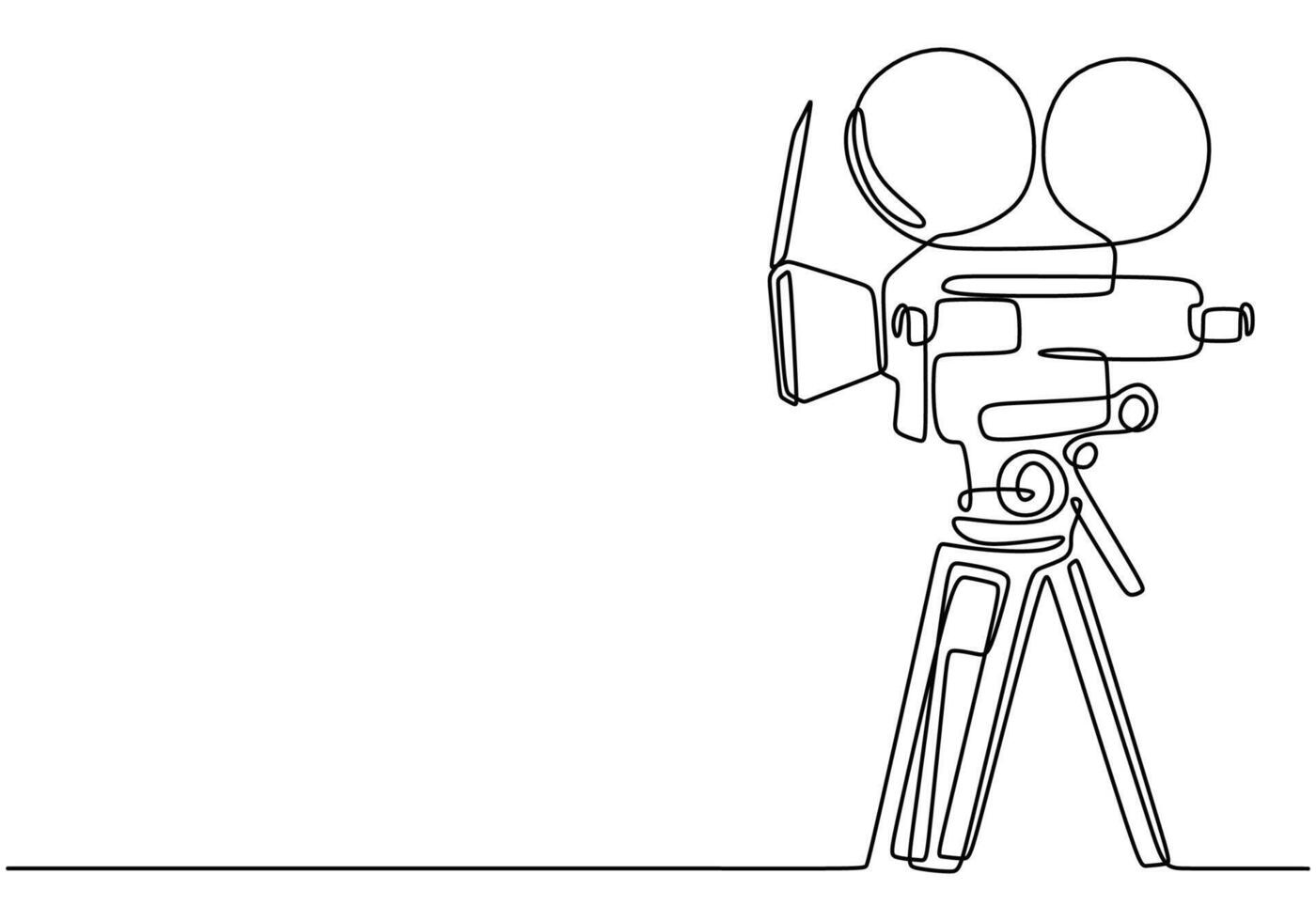 Classic film camera one line drawing vector