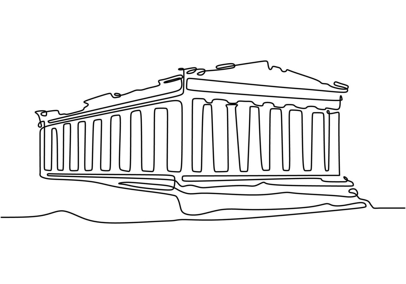 Parthenon building one line drawing vector