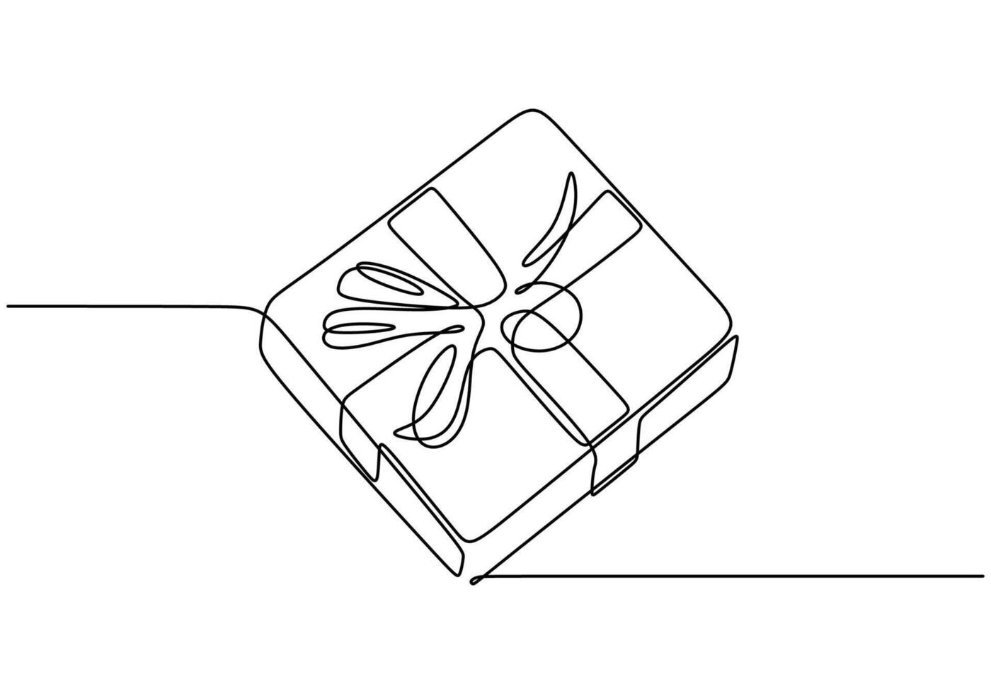 Gift box one line drawing vector