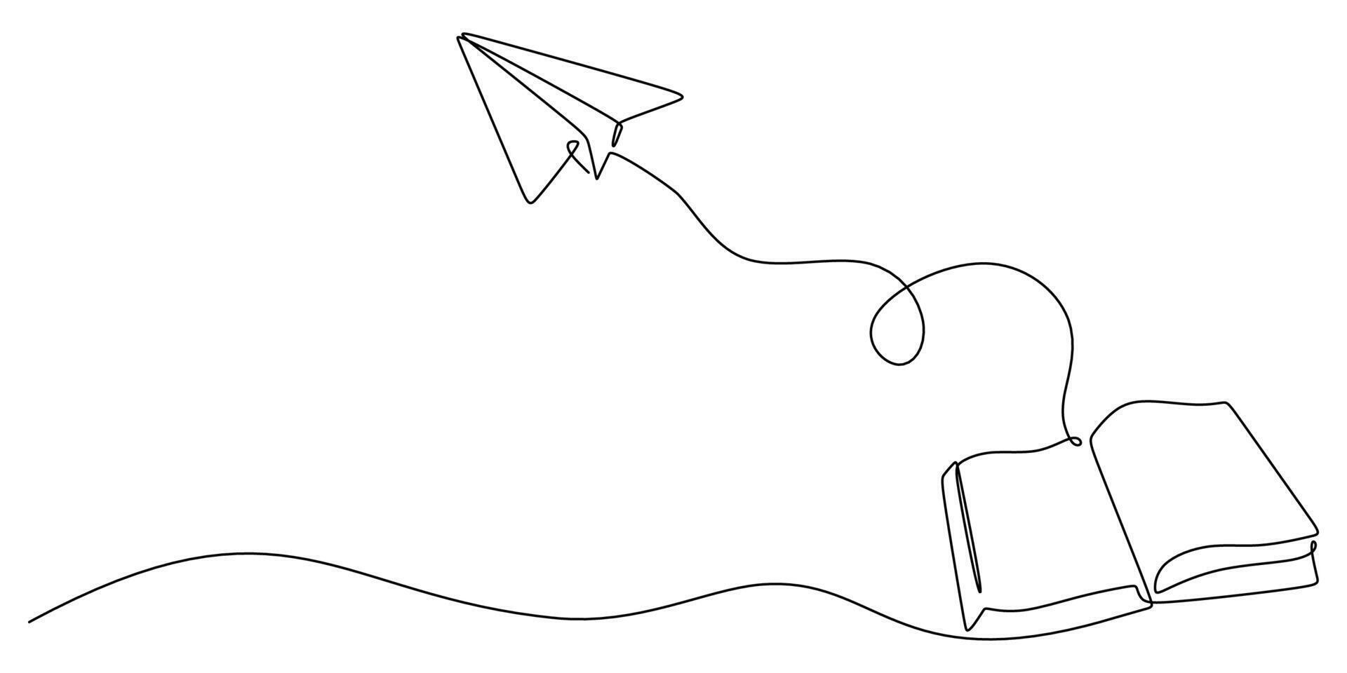 Literature and Flight One Line Drawing vector
