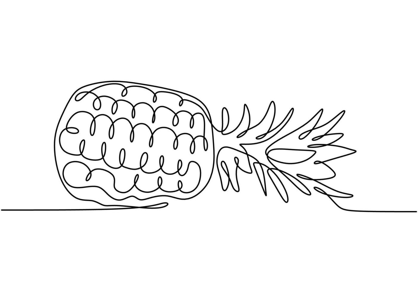 Pineapple fruit one line drawing vector