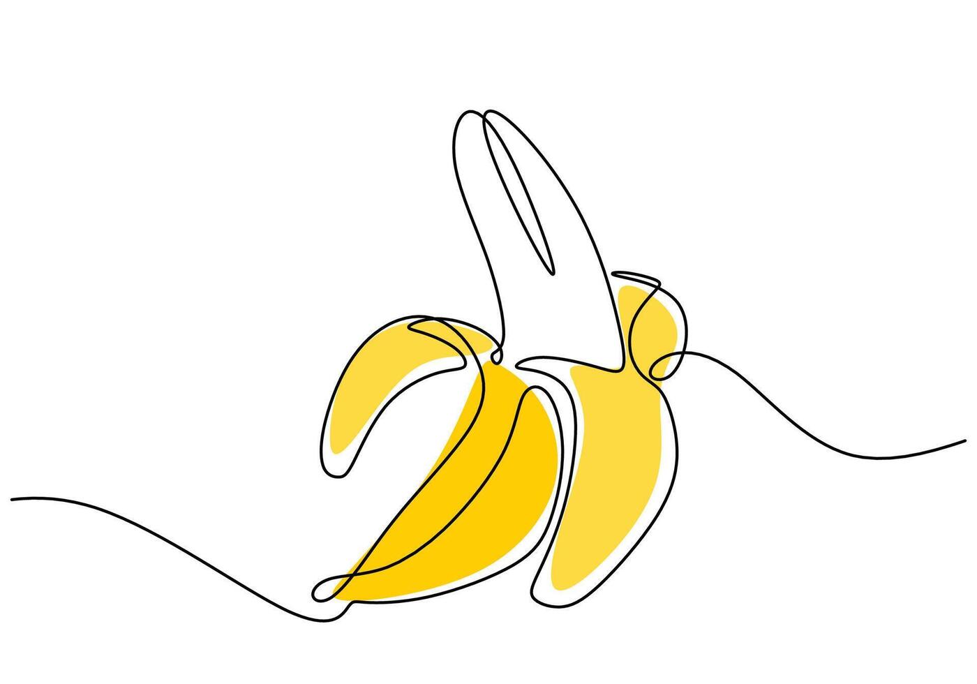 Continuous line drawing of a banana. Illustration for healthy food. vector